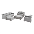 Modway Conway 5-Piece Fabric & Rattan Patio Furniture Set in Light Gray