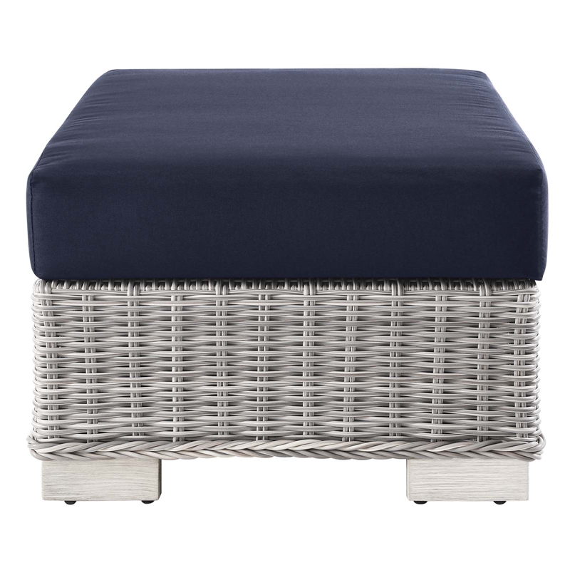 Modway Conway 5-Piece Fabric & Rattan Patio Furniture Set in Light Gray/Navy