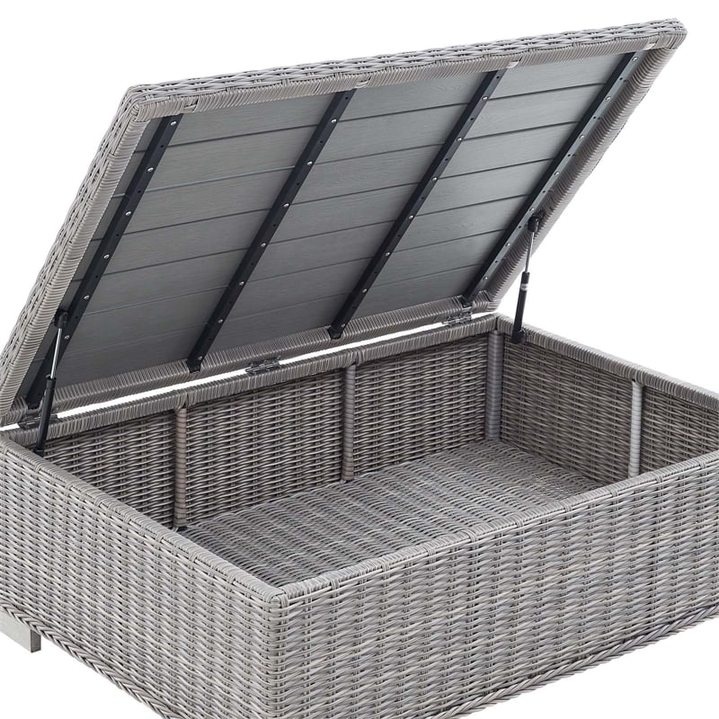 Modway Conway 5-Piece Fabric & Rattan Patio Furniture Set in Light Gray/Navy