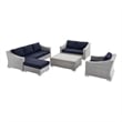 Modway Conway 5-Piece Fabric & Rattan Patio Furniture Set in Light Gray/Navy