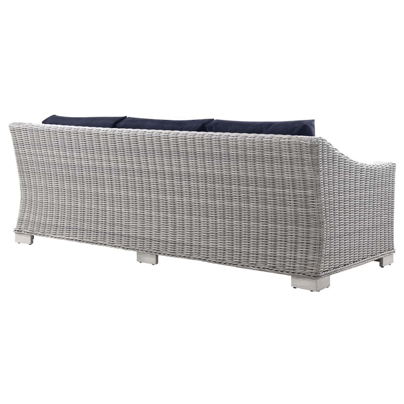 Modway Conway 5-Piece Fabric & Rattan Patio Furniture Set in Light Gray/Navy