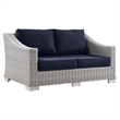 Modway Conway 5-Piece Fabric & Rattan Patio Furniture Set in Light Gray/Navy