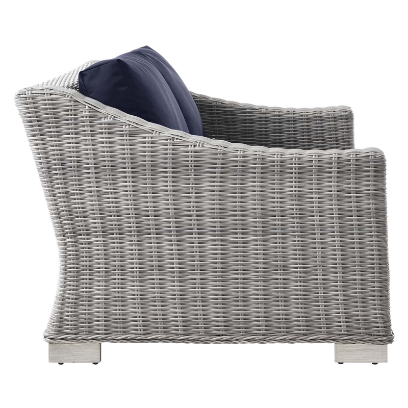 Modway Conway 5-Piece Fabric & Rattan Patio Furniture Set in Light Gray/Navy