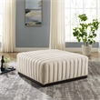 Modway Conjure Modern Channel Tufted Fabric Upholstered Ottoman in Beige