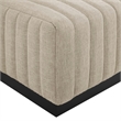 Modway Conjure Modern Channel Tufted Fabric Upholstered Ottoman in Beige