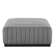 Modway Conjure Modern Channel Tufted Fabric Upholstered Ottoman in Light Gray