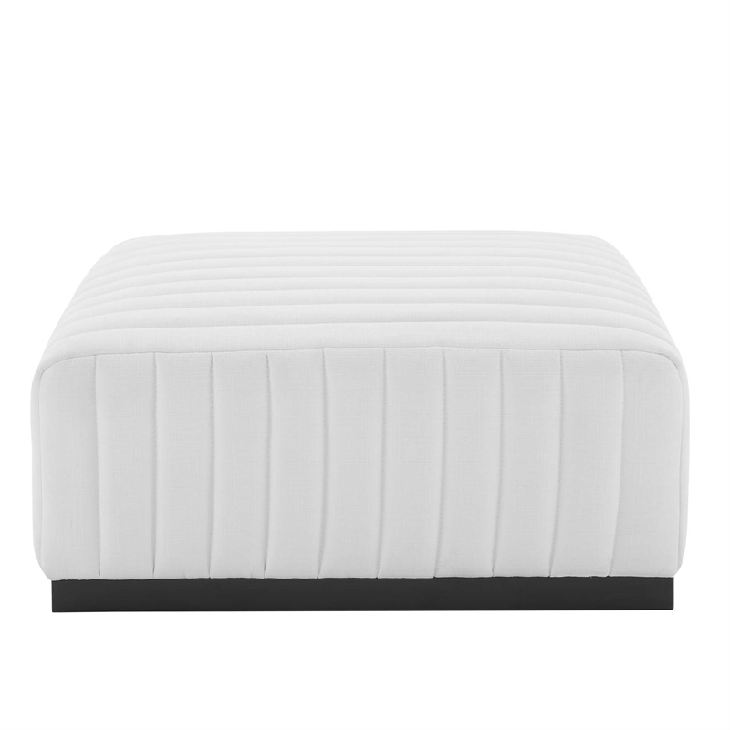 Modway Conjure Modern Channel Tufted Fabric Upholstered Ottoman in White