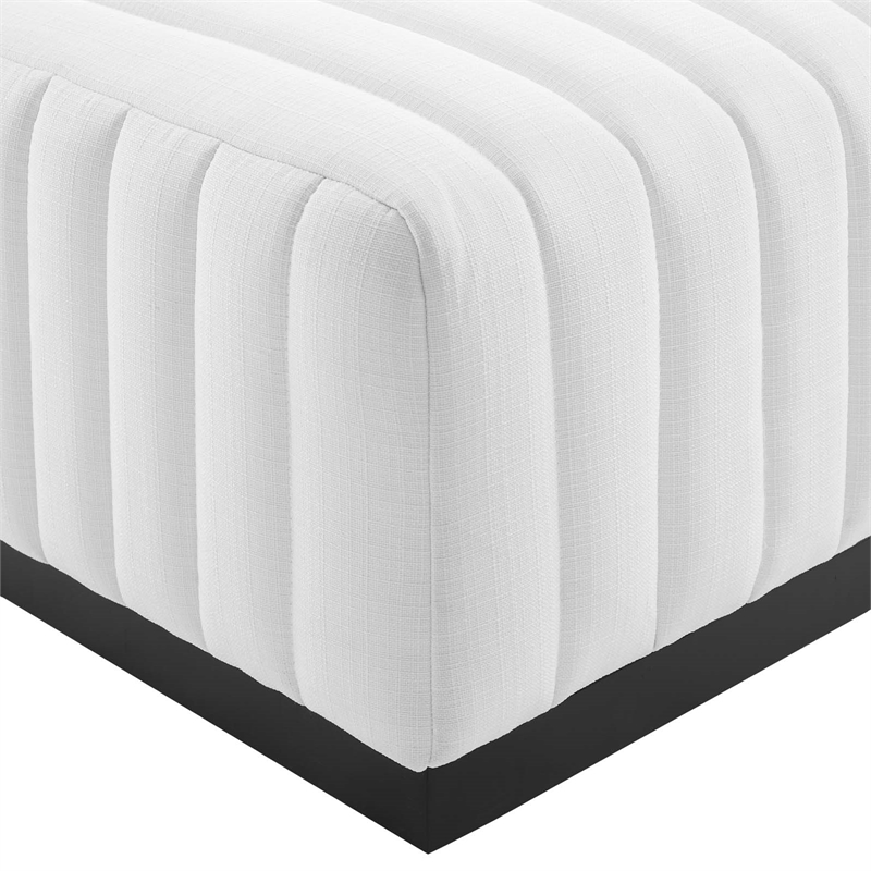 Modway Conjure Modern Channel Tufted Fabric Upholstered Ottoman in White