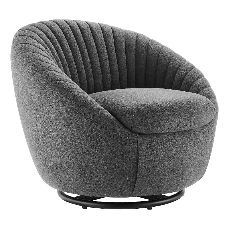 Modway Whirr Upholstered Fabric Swivel Chair in Black Charcoal
