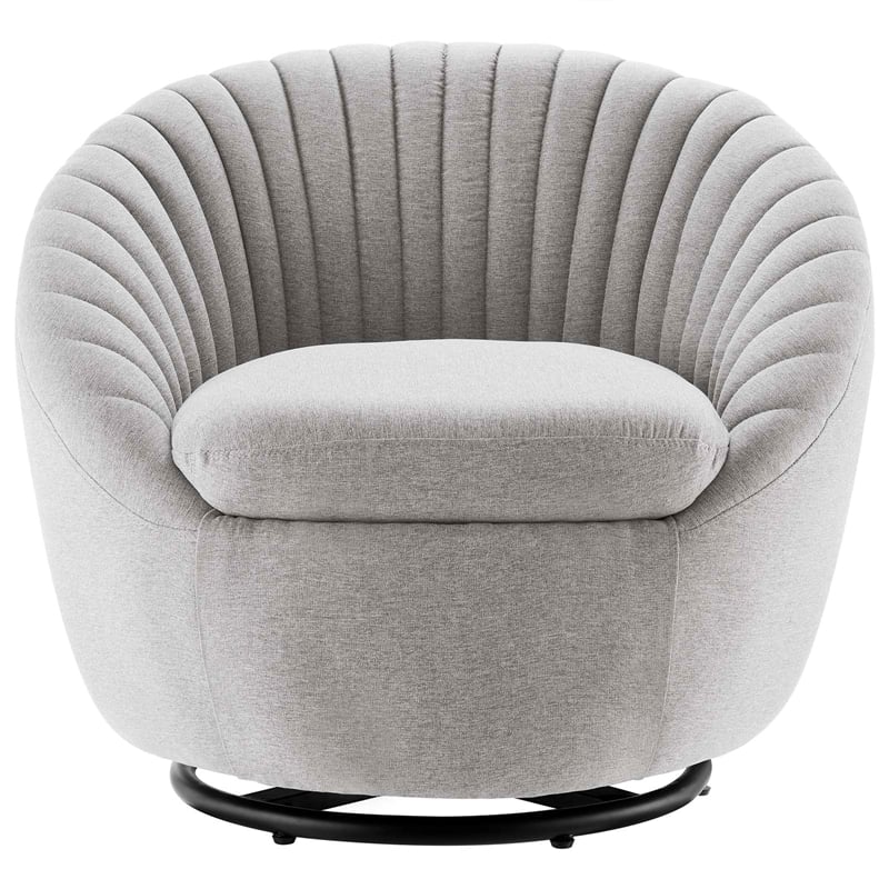 Modway Whirr Upholstered Fabric Swivel Chair in Black/Light Gray