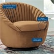 Modway Whirr Upholstered Velvet Fabric Swivel Chair in Black/Cognac Brown