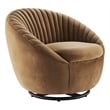 Modway Whirr Upholstered Velvet Fabric Swivel Chair in Black/Cognac Brown