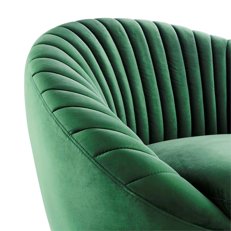 Modway Whirr Upholstered Velvet Fabric Swivel Chair in Black/Emerald Green