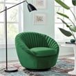 Modway Whirr Upholstered Velvet Fabric Swivel Chair in Black/Emerald Green