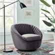 Modway Whirr Tufted Performance Velvet Swivel Chair in Black/Gray