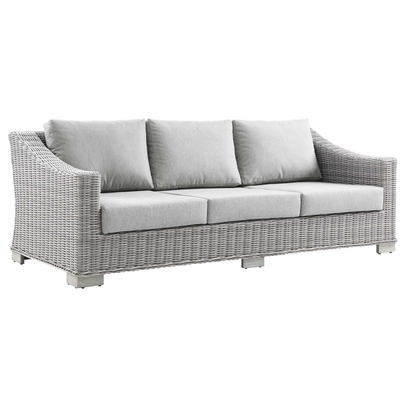 Modway Conway 5-Piece Rattan/Fabric Patio Furniture Set in Light Gray