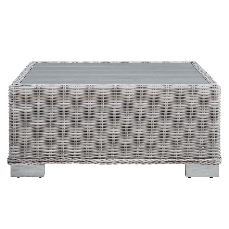 Modway Conway 5-Piece Rattan/Fabric Patio Furniture Set in Light Gray