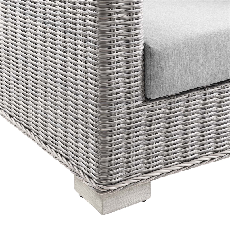 Modway Conway 5-Piece Rattan/Fabric Patio Furniture Set in Light Gray