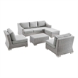 Modway Conway 5-Piece Rattan/Fabric Patio Furniture Set in Light Gray