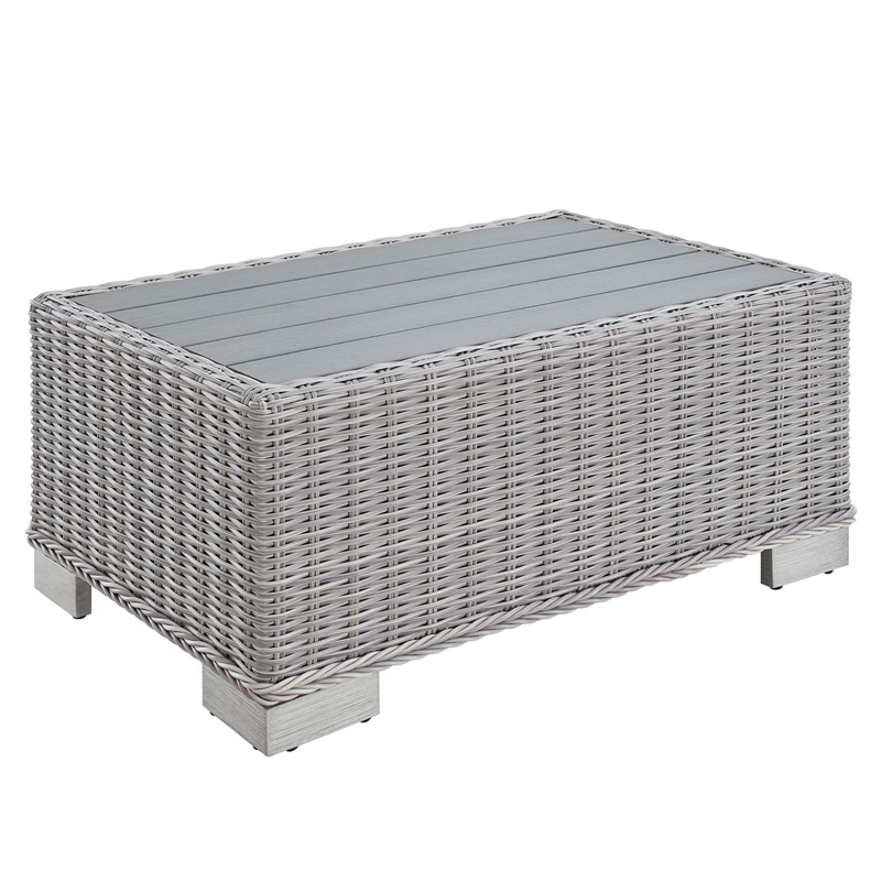Modway Conway 5-Piece Rattan/Fabric Patio Furniture Set in Light Gray
