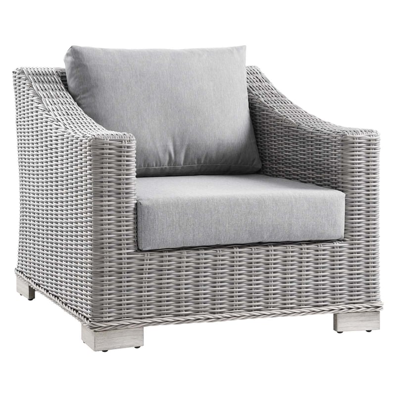 Modway Conway 5-Piece Rattan/Fabric Patio Furniture Set in Light Gray