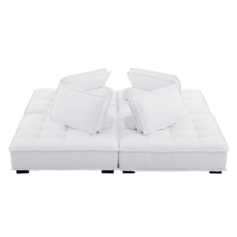 Modway Saunter 4-Piece Modern Tufted Fabric Sectional Sofa in White