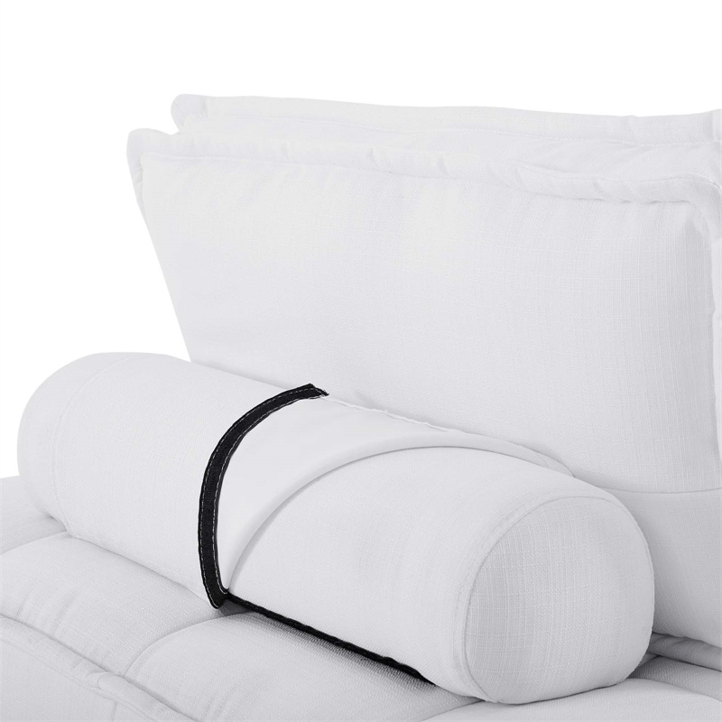 Modway Saunter 4-Piece Modern Tufted Fabric Sectional Sofa in White