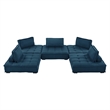 Modway Saunter 5-Piece Modern Tufted Fabric Sectional Sofa in Azure Blue