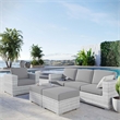 Modway Convene 4-Piece Fabric & Rattan Outdoor Set in Light Gray