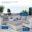 Modway Convene 4-Piece Fabric & Rattan Outdoor Set in Light Gray