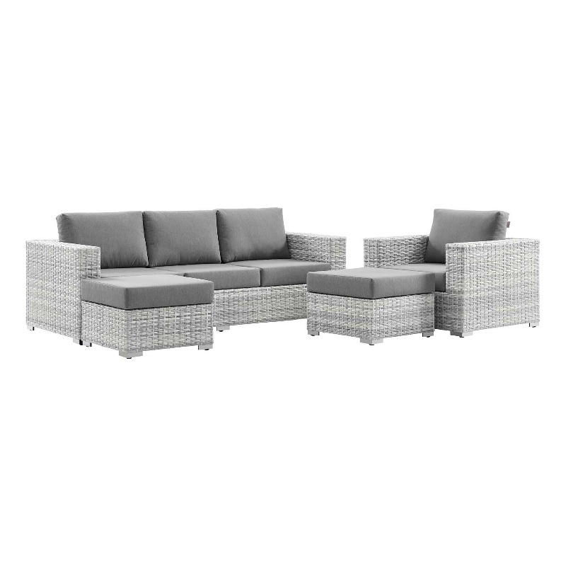 Modway Convene 4-Piece Fabric & Rattan Outdoor Set in Light Gray