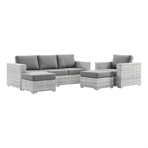 Modway Convene 4-Piece Fabric & Rattan Outdoor Set in Light Gray