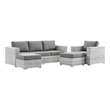 Modway Convene 4-Piece Fabric & Rattan Outdoor Set in Light Gray