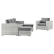 Modway Convene 4-Piece Fabric & Rattan Outdoor Set in Light Gray