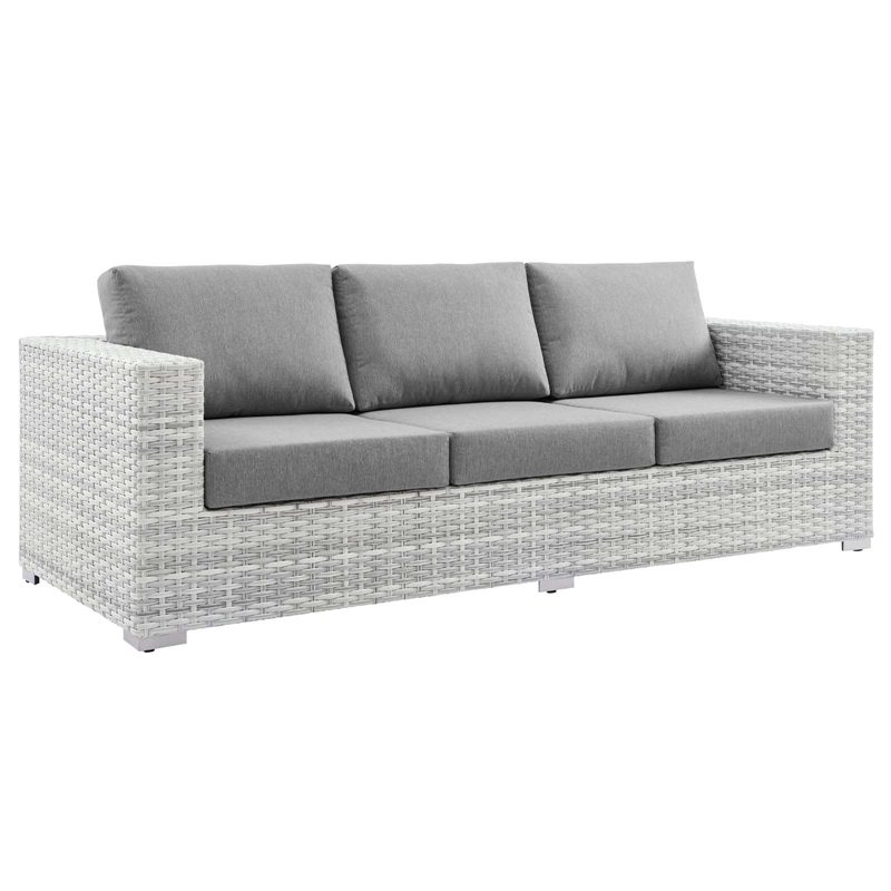 Modway Convene 4-Piece Fabric & Rattan Outdoor Set in Light Gray