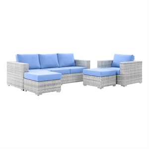 modway convene 4-piece fabric outdoor patio set with ottoman in gray/light blue