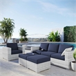 Modway Convene 4-Piece Fabric & Rattan Outdoor Set in Light Gray/Navy