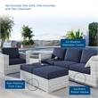 Modway Convene 4-Piece Fabric & Rattan Outdoor Set in Light Gray/Navy