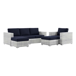 Modway Convene 4-Piece Fabric & Rattan Outdoor Set in Light Gray/Navy