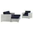 Modway Convene 4-Piece Fabric & Rattan Outdoor Set in Light Gray/Navy