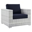 Modway Convene 4-Piece Fabric & Rattan Outdoor Set in Light Gray/Navy