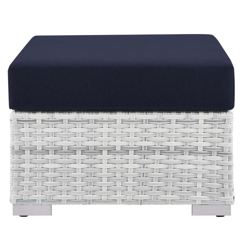 Modway Convene 4-Piece Fabric & Rattan Outdoor Set in Light Gray/Navy