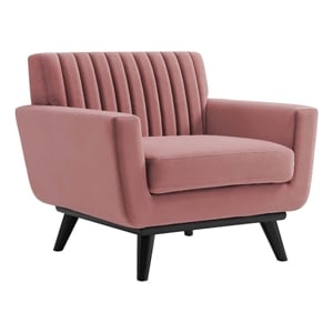 Modway Engage Channel Tufted Performance Velvet Armchair in Dusty Rose Pink