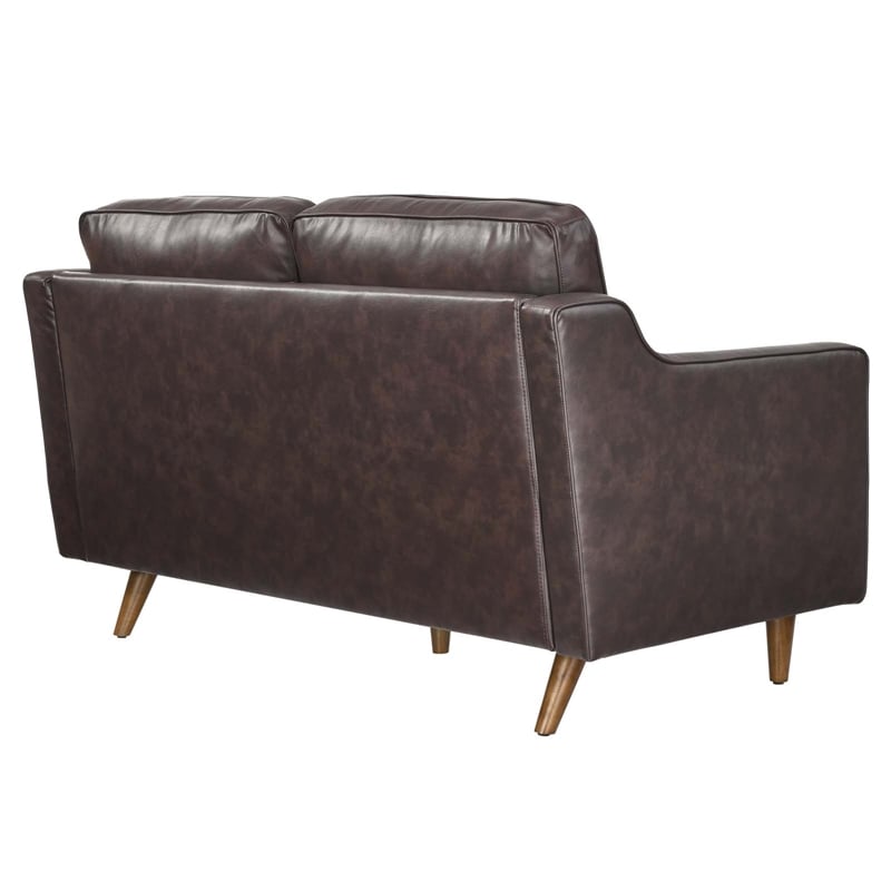 Modway Impart Modern Cushion Back Genuine Leather Upholstered Loveseat in Brown