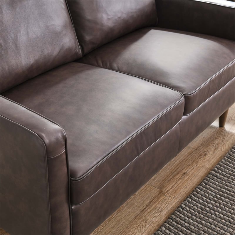 Modway Impart Modern Cushion Back Genuine Leather Upholstered Loveseat in Brown