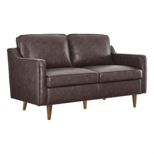 modway impart cushion back modern top grain leather loveseat in brown