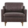 Modway Impart Modern Genuine Leather Upholstered Armchair in Brown