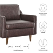 Modway Impart Modern Genuine Leather Upholstered Armchair in Brown