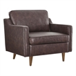 Modway Impart Modern Genuine Leather Upholstered Armchair in Brown