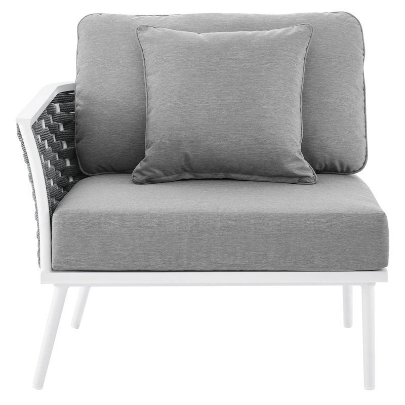 Modway Stance Modern Fabric & Aluminum Outdoor Left-Facing Armchair in Gray
